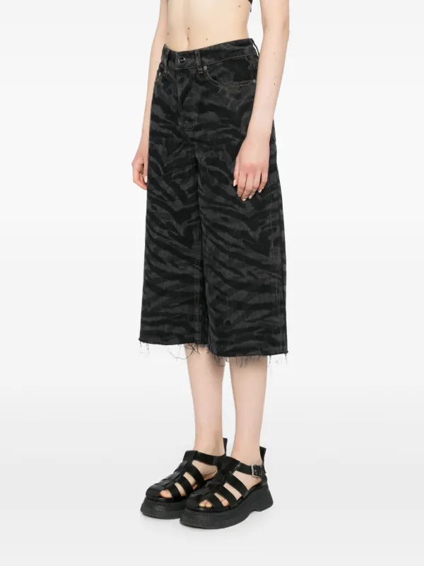 GANNI zebra-print Denim Shorts | Black | FARFETCH