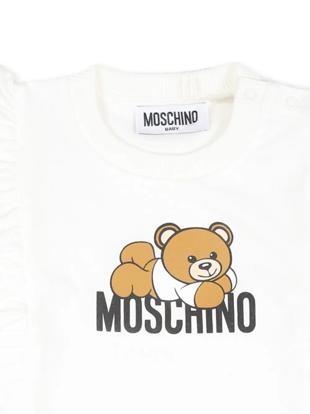 Moschino Kids Mini-jurk van biologisch katoen met teddybeerprint Wit