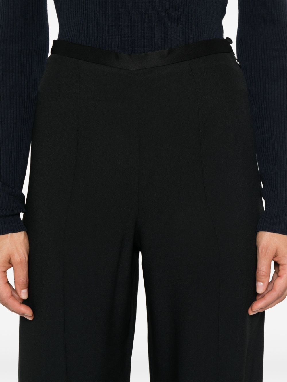 Shop Taller Marmo High-waisted Crepe Palazzo Pants In Black