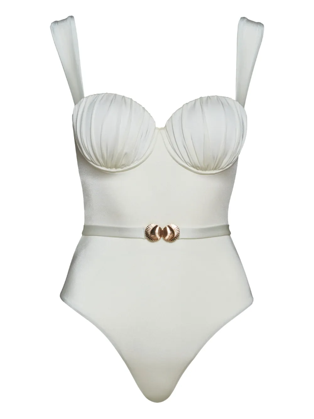 Noire Swimwear ベルテッド ワンピース水着 - ホワイト Noire Swimwear ベルテッド ワンピース水着 - ホワイト