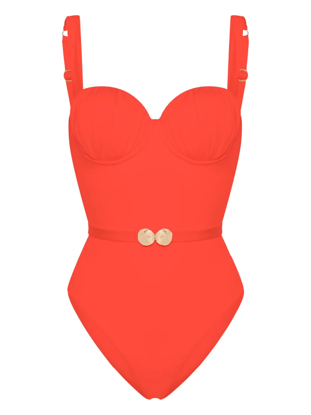 Noire Swimwear belted ruched balconette swimsuit | Orange | Image 1