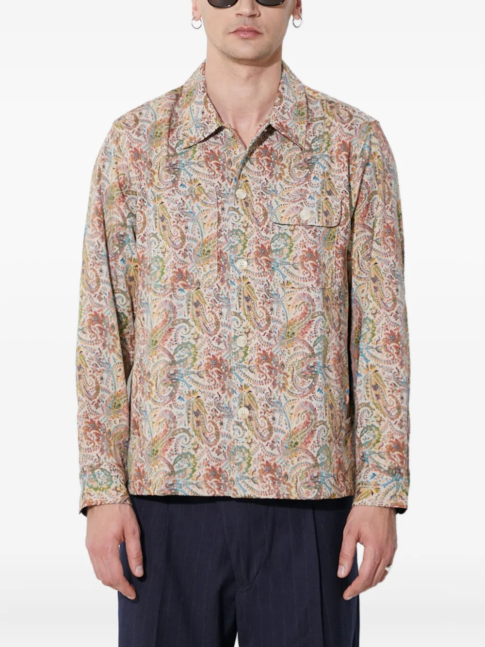 paisley-print long-sleeve shirt jacket