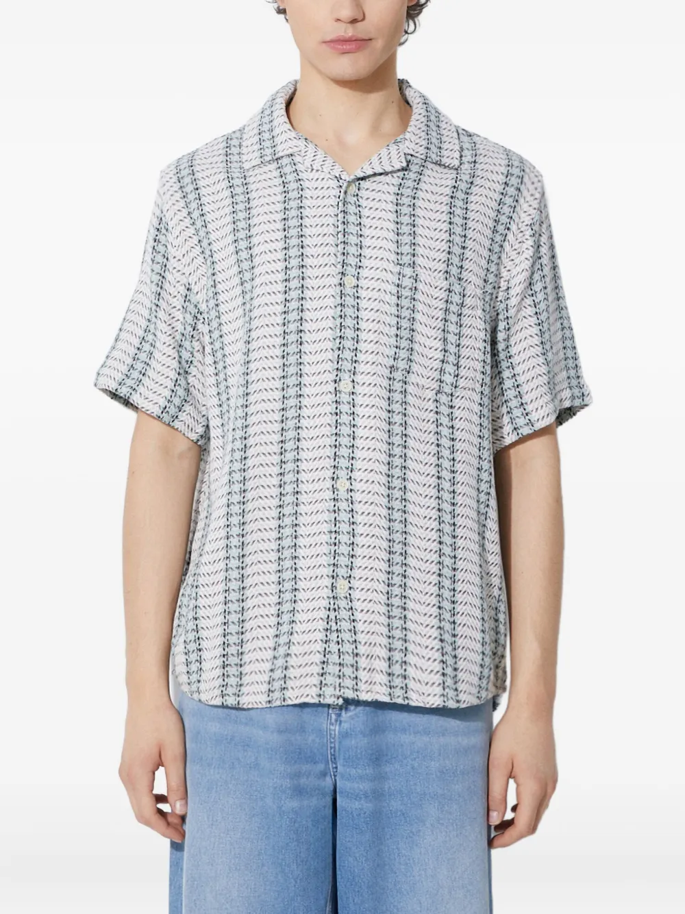 Corridor herringbone-patter shirt - ホワイト Corridor herringbone-patter shirt - ホワイト