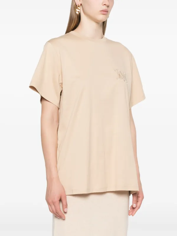 【関税&送料込み】Max Mara Tone On Tone Embroidered Logo C Max Mara Mango logo-embroidered T-shirt | Neutrals | FARFETCH