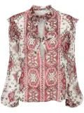 Giambattista Valli graphic-print silk blouse - Red