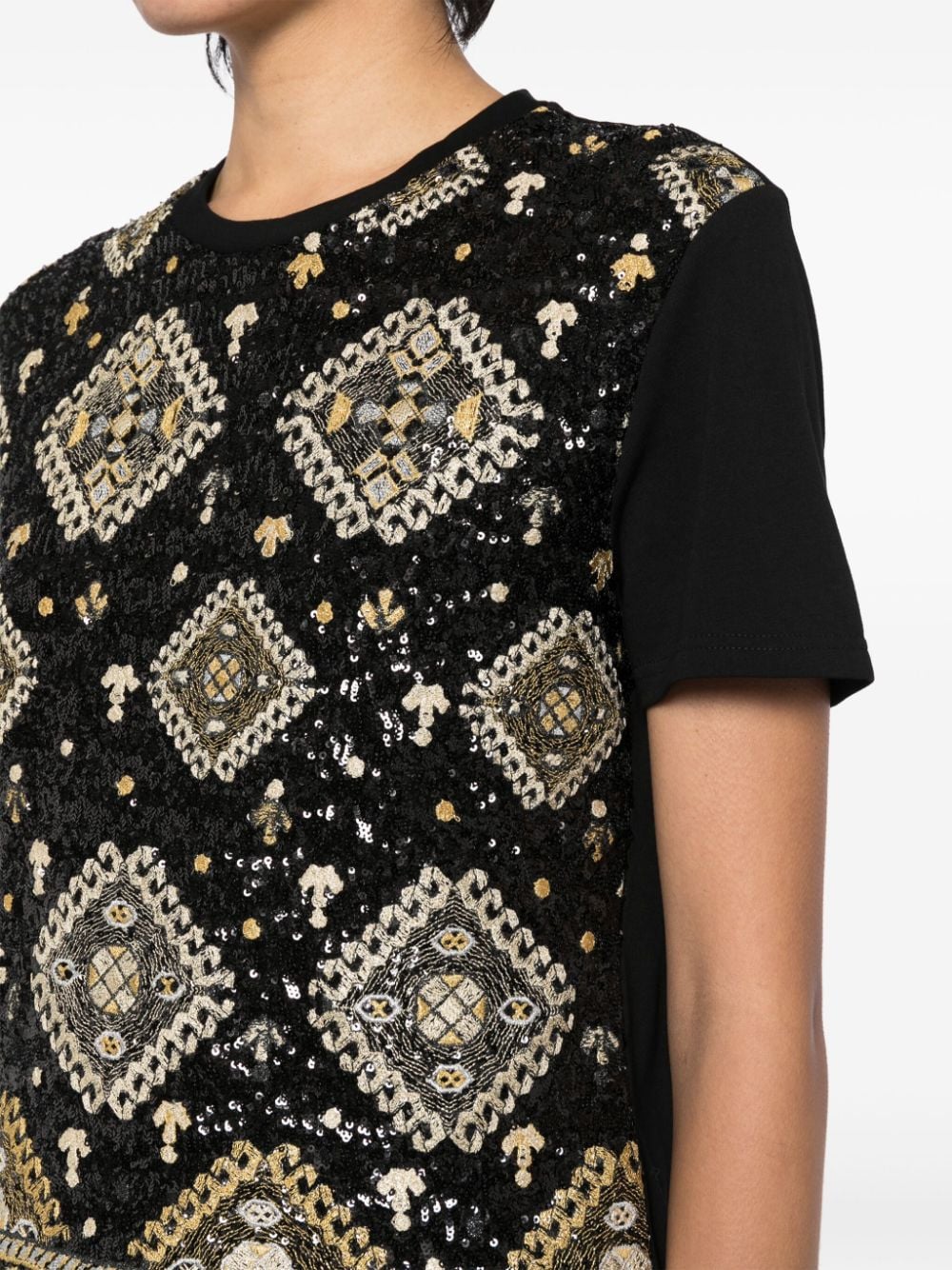 Shop Giambattista Valli Sequin-embelished T-shirt In Black