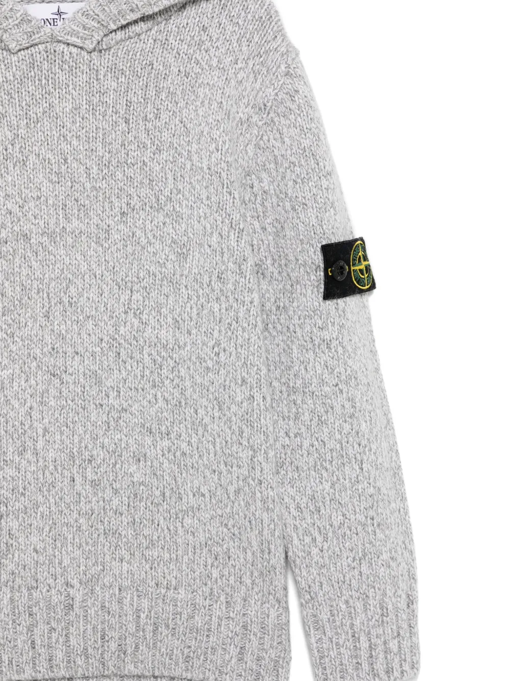 Stone Island Junior Gebreide hoodie Grijs