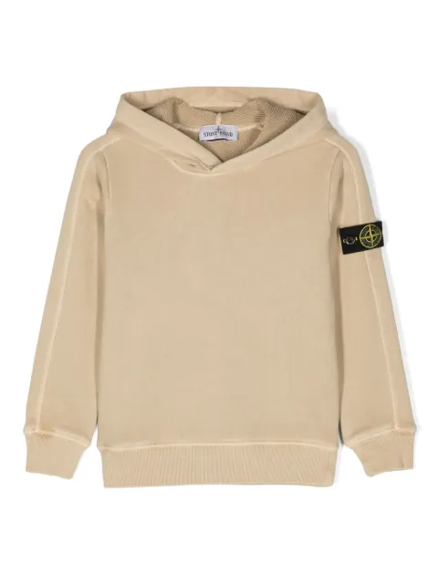 Stone Island Junior Compass-motif cotton hoodie