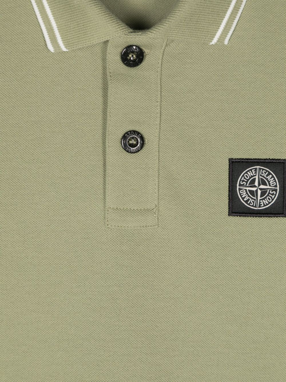 Shop Stone Island Junior Compass-patch Piqué Polo Shirt In Green