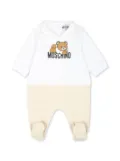 Moschino Kids two-tone teddy bear print babygrow - Neutrals