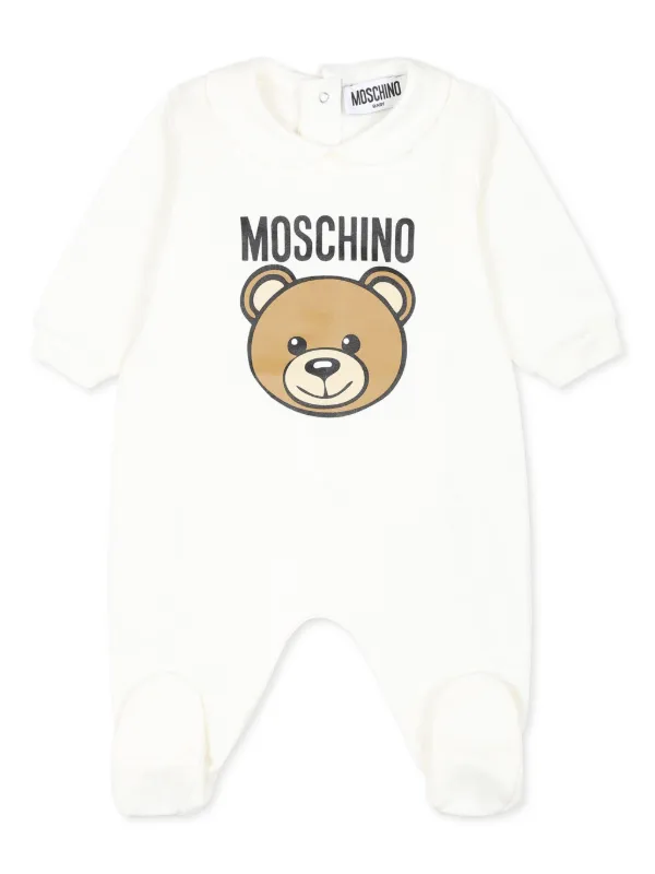 Moschino Kids Teddy Bear Print Babygrow White FARFETCH UZ