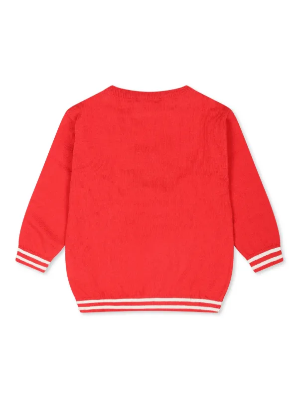 Moschino Kids intarsia knit Logo Jumper Red FARFETCH AE