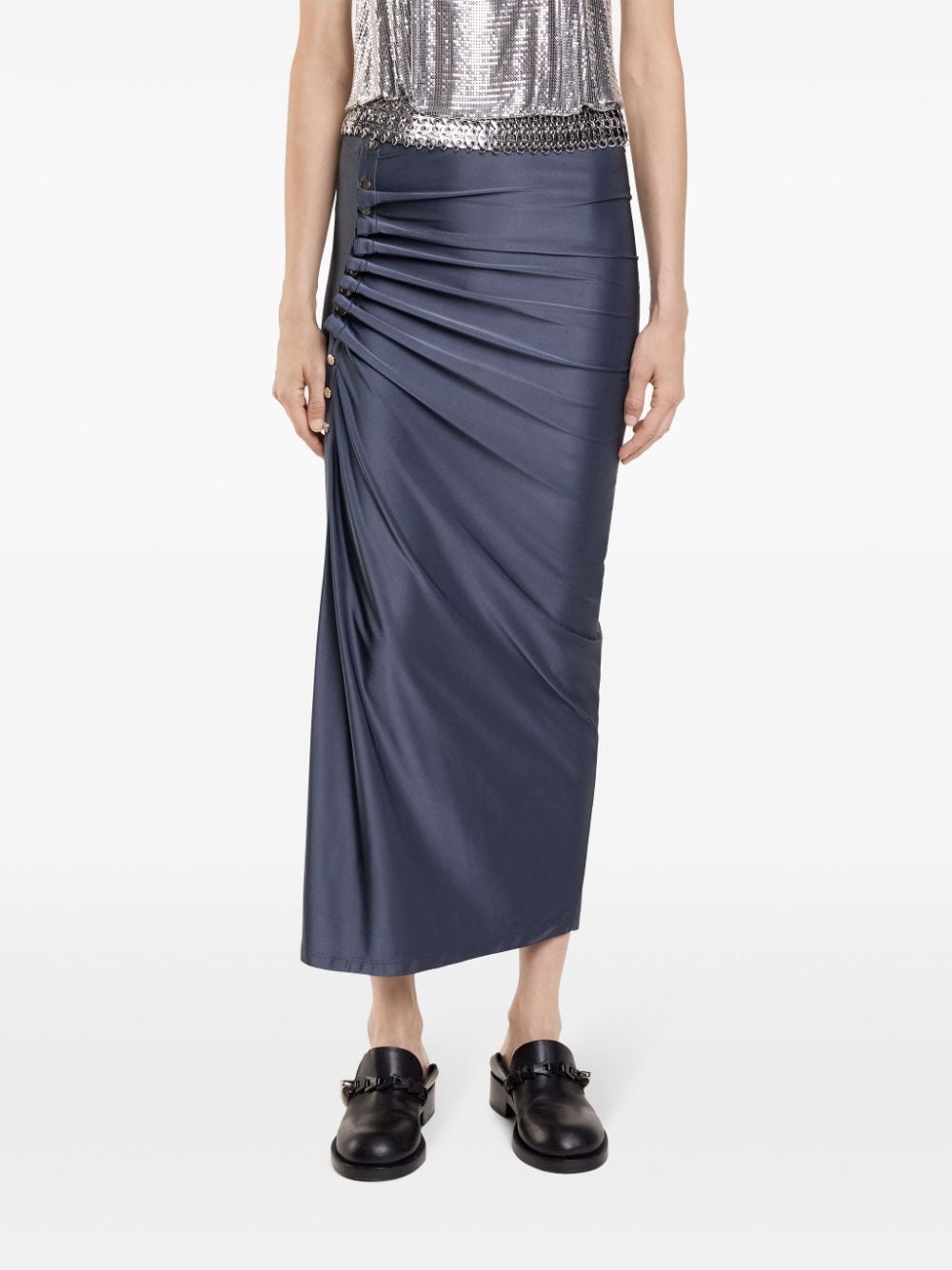 Shop Rabanne Draped-detail Skirt In Blue