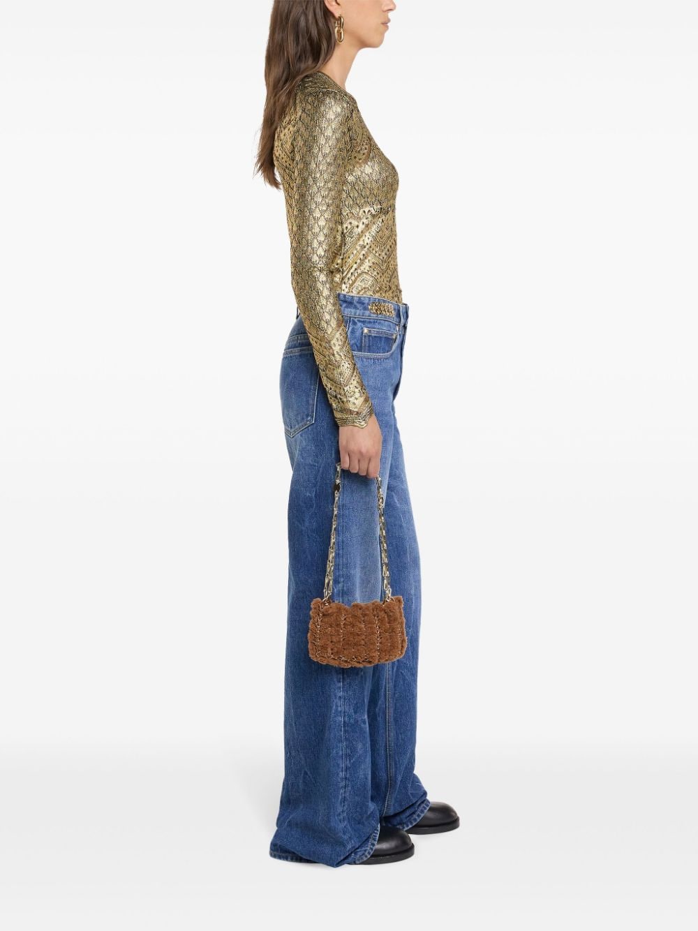 Shop Rabanne Metallic Knit Top In Gold