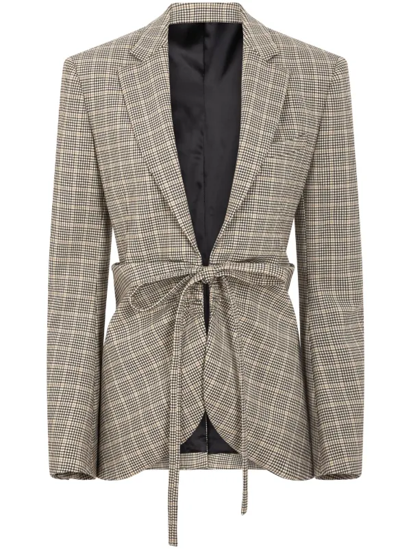 Rabanne Plaid Check Fitted Jacket in Neutrals