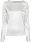 Mazzarelli boat-neck satin blouse - Grey