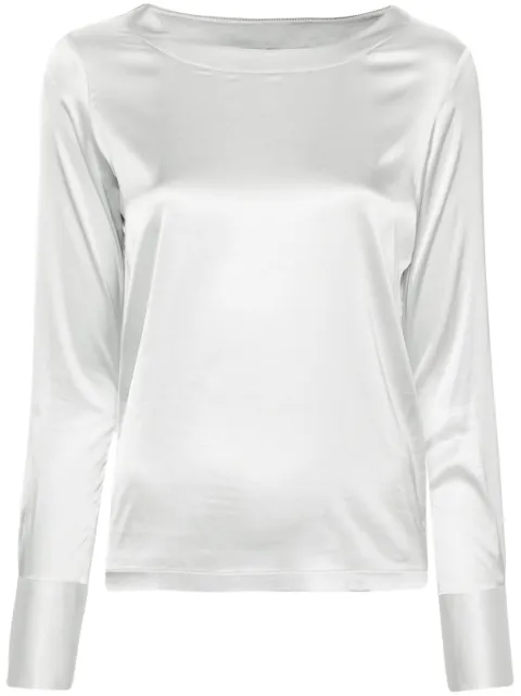 Mazzarelli boat-neck satin blouse