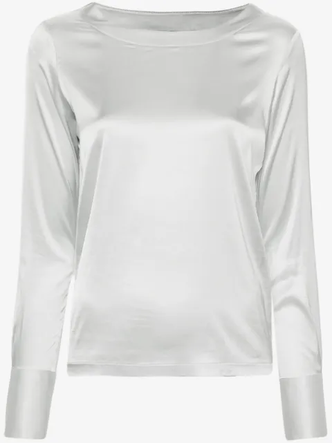 Mazzarelli blusa satinada con cuello barco