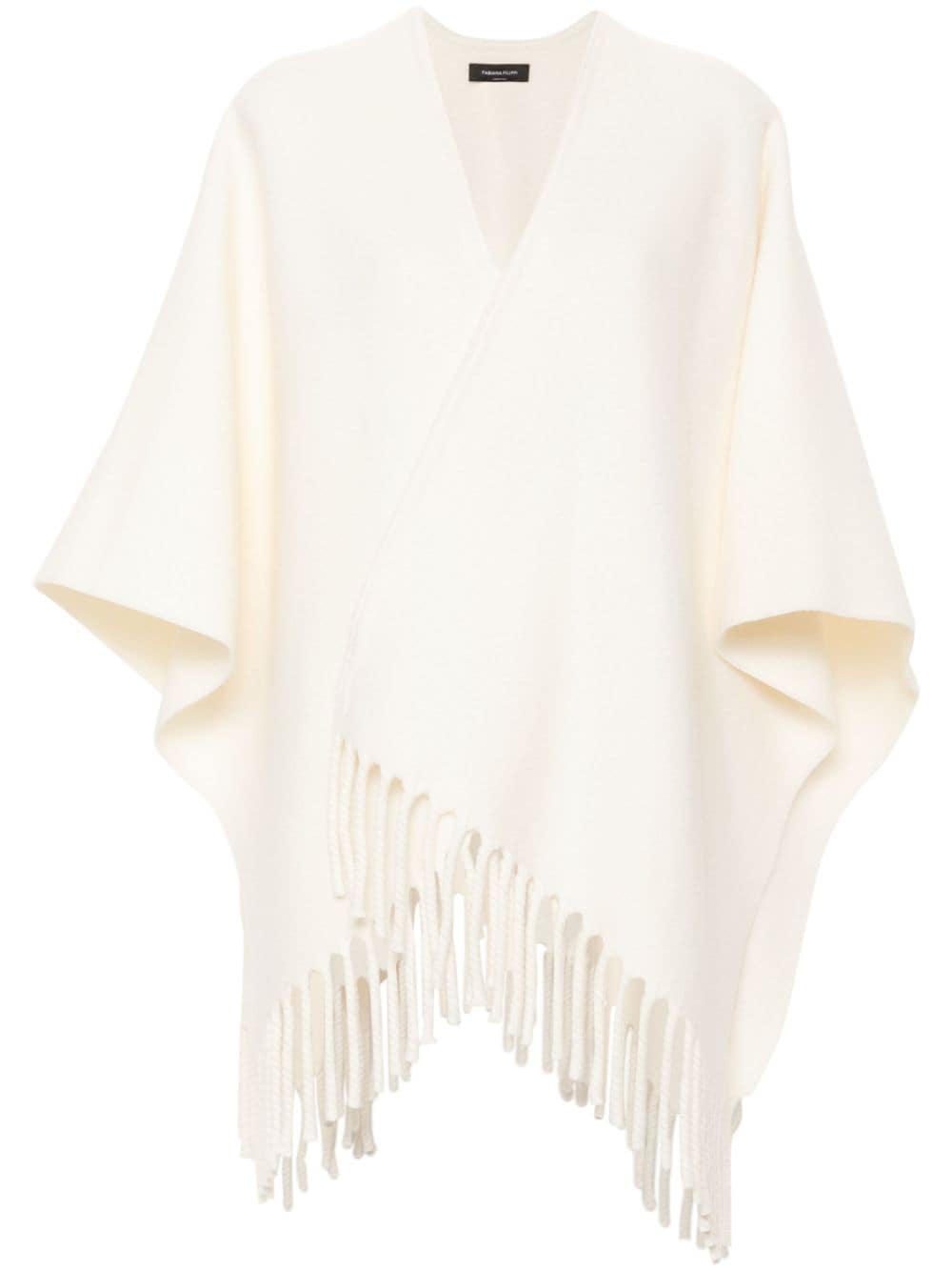 Fabiana Filippi Fringed Wool Poncho In White