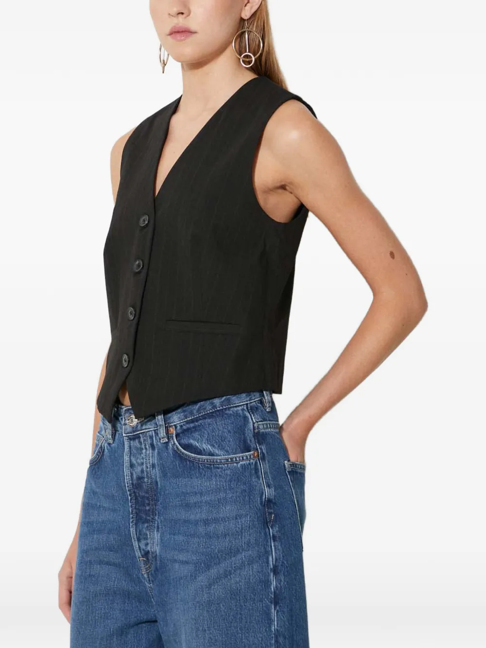  Samsoe Samsoe Saramona Button Pinstripe Top - Black 