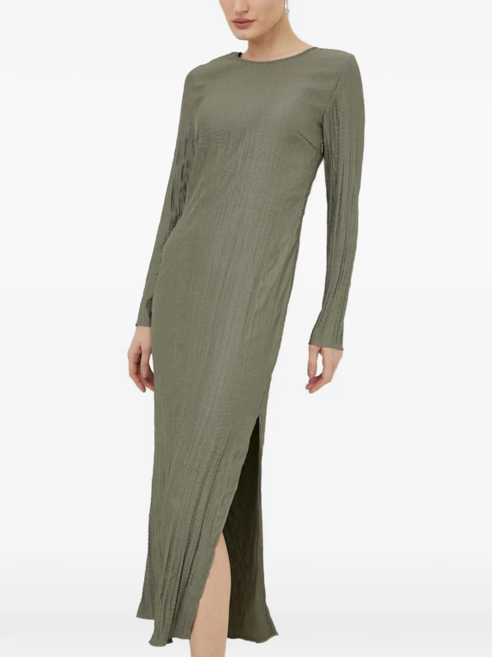  Samsoe Samsoe Textured Long-sleeve Midi Dress - Green 