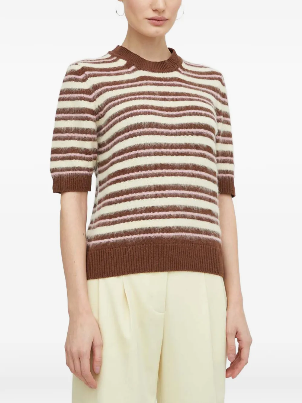 SAMSOE SAMSOE striped short-sleeve top - Braun