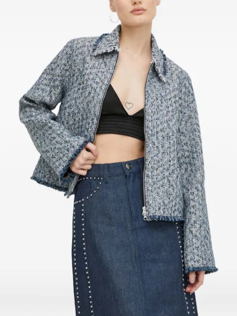 SAMSOE SAMSOE tweed-effect zip-up jacket