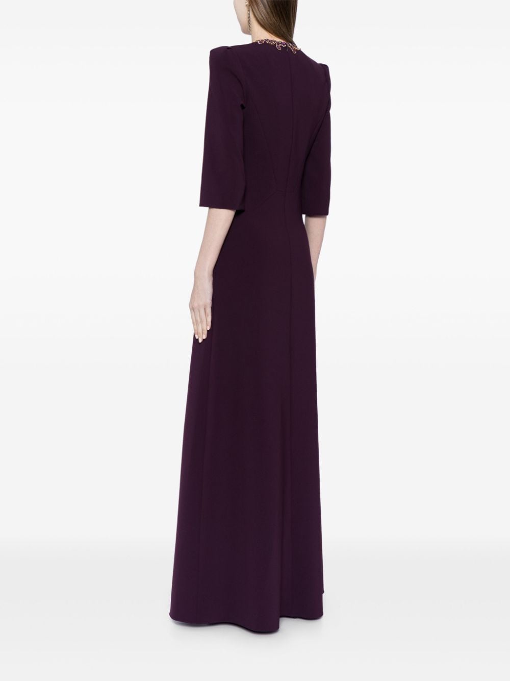 Shop Jenny Packham Rive Gauche Crystal-embellished Gown In Purple