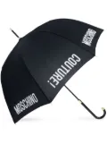 Moschino logo-print crook-handle umbrella - Black