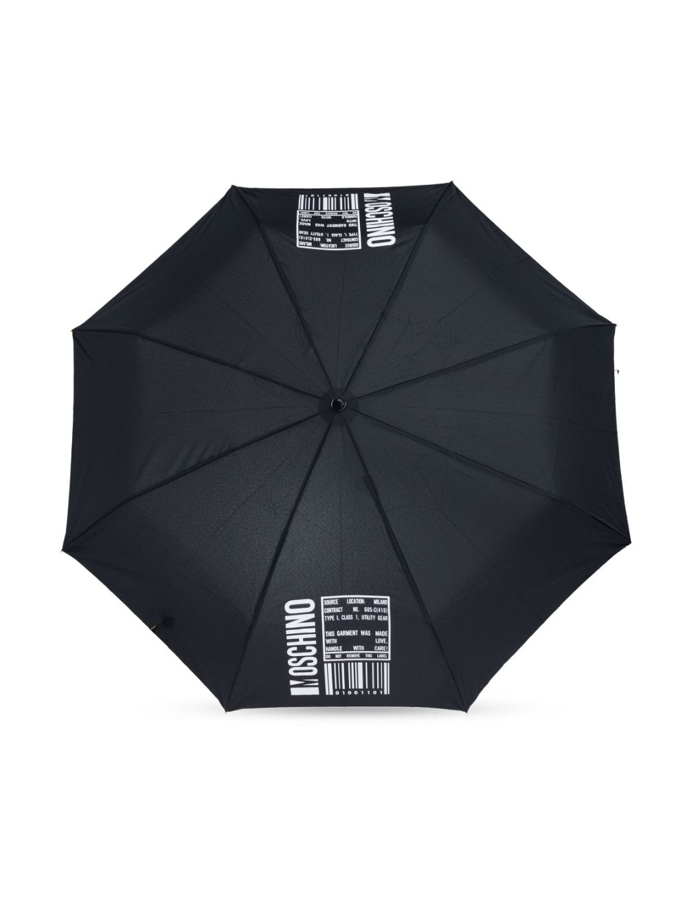 Moschino logo-barcode-print compact umbrella - Zwart