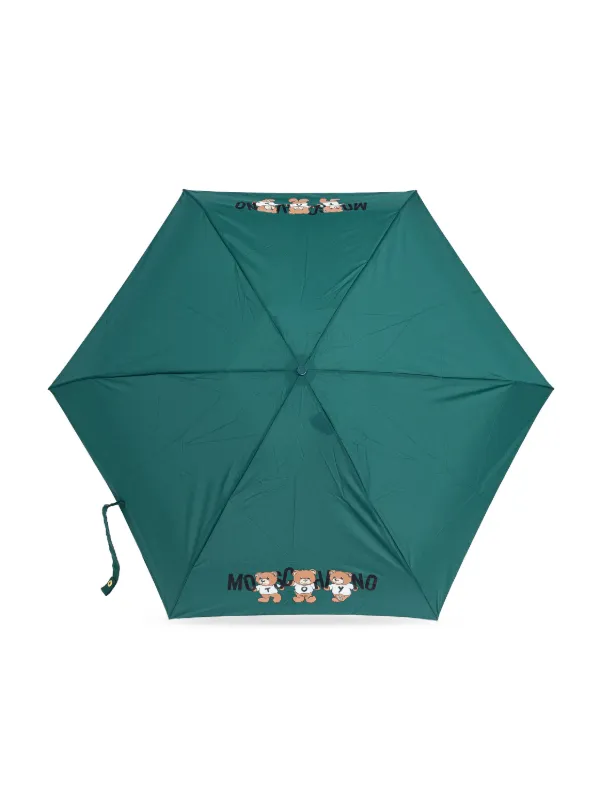 Moschino Teddy bear-logo Print Compact Umbrella Green FARFETCH IN