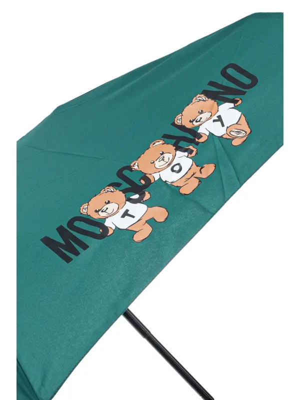 Moschino Teddy bear-logo Print Compact Umbrella Green FARFETCH IN