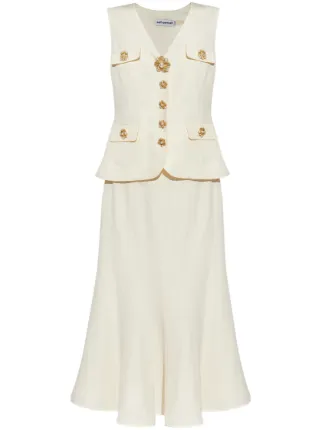 Self-Portrait Layered Sleeveless Midi Dress | White