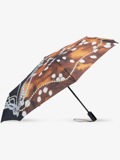 Moschino strung-pearls logo-print compact umbrella