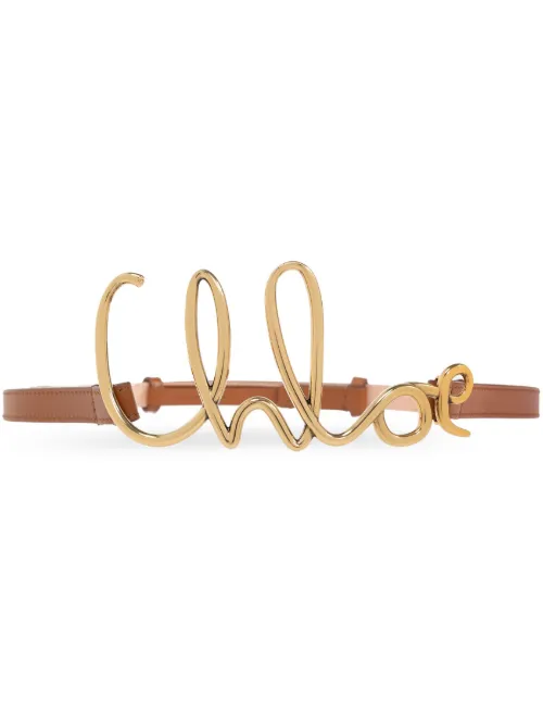 Ceinture en cuir à boucle logo - Chloé - Modalova