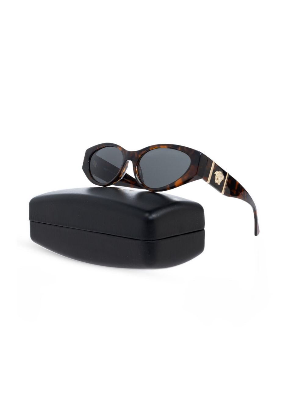 Shop Versace Havana Oval-frame Sunglasses In Brown