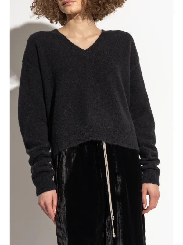 Rick Owens 14FW ウール　Vネックニット【L】薄手　ダークダスト Rick Owens Tommy Vネック プルオーバー | ブラック | FARFETCH JP