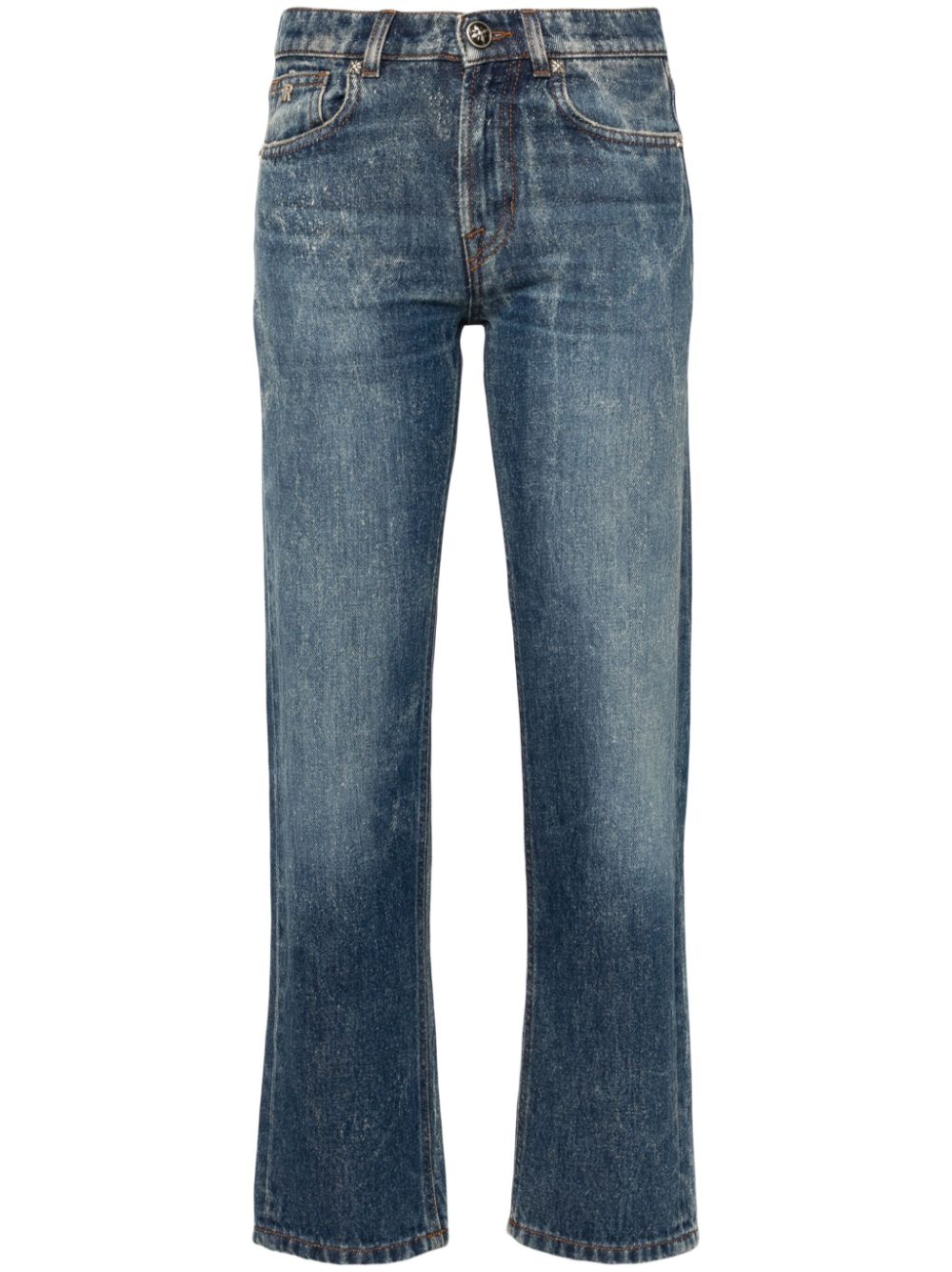 John Richmond Logo-patch Tapered Jeans In Blue