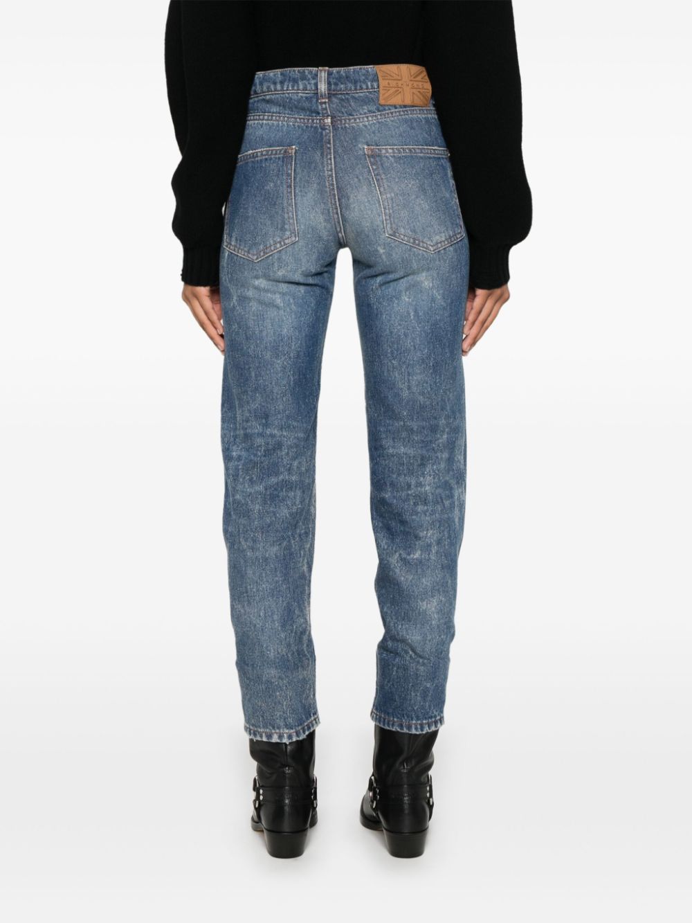 Shop John Richmond Logo-patch Tapered Jeans In Blue