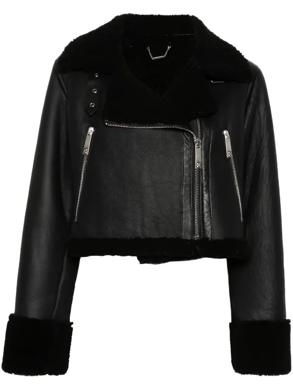 John Richmond Leather Shearling Jacket Black FARFETCH AO