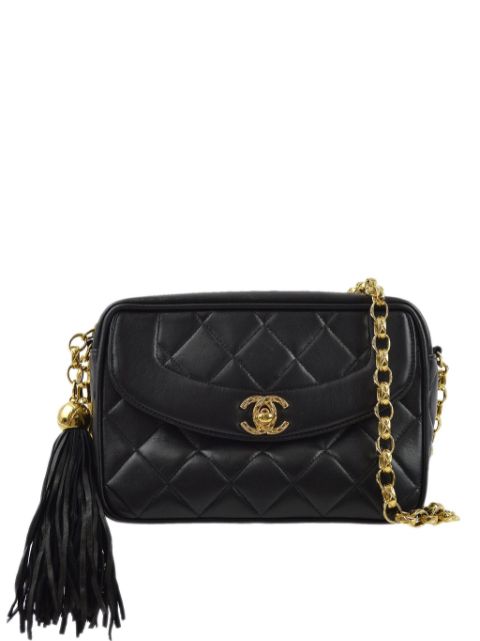 HOT SALE CHANEL 1992 diamond-quilted tassel-detailed camera bag Women