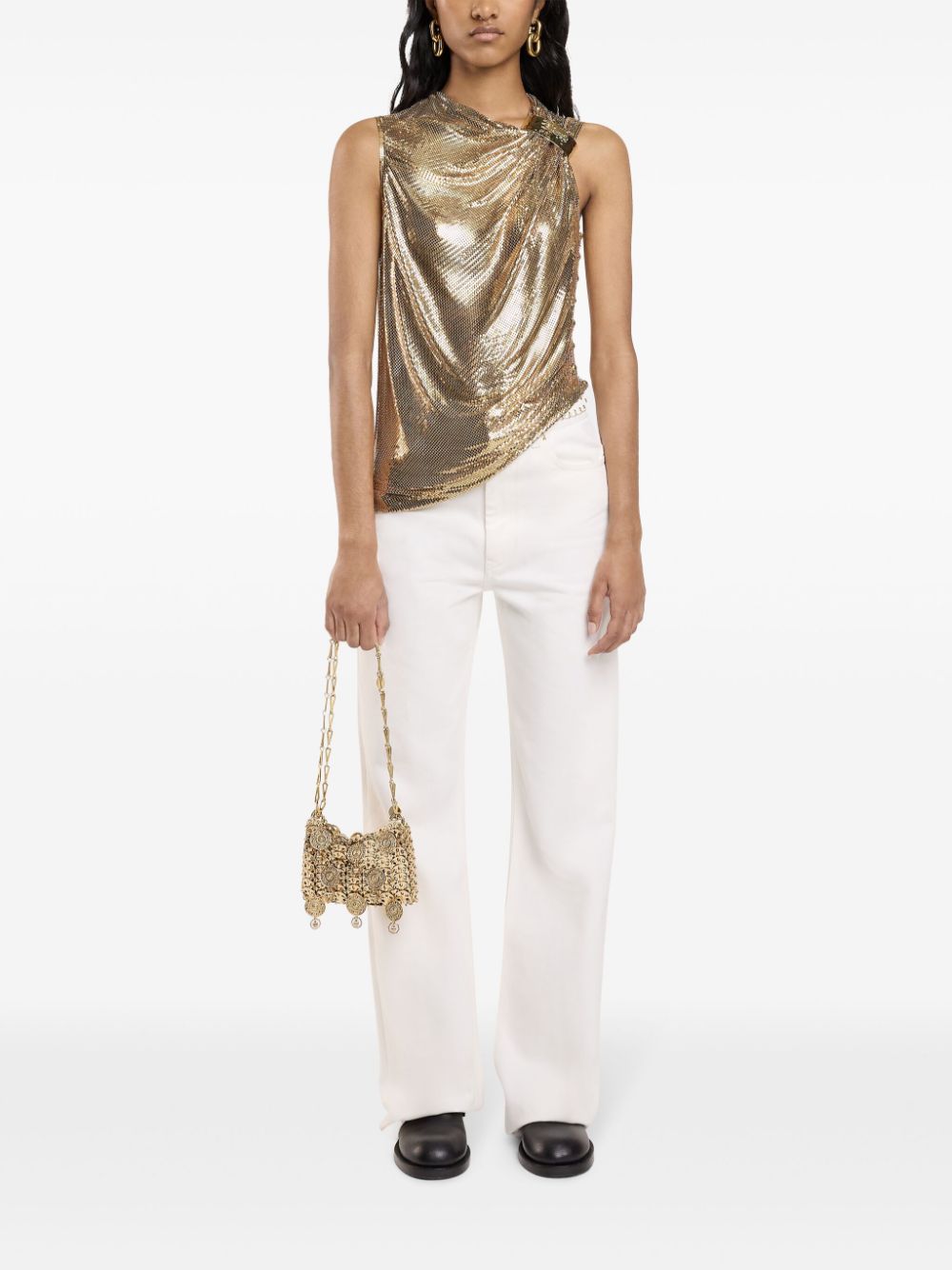 Rabanne Temporary asymmetrische top met maliën - Goud