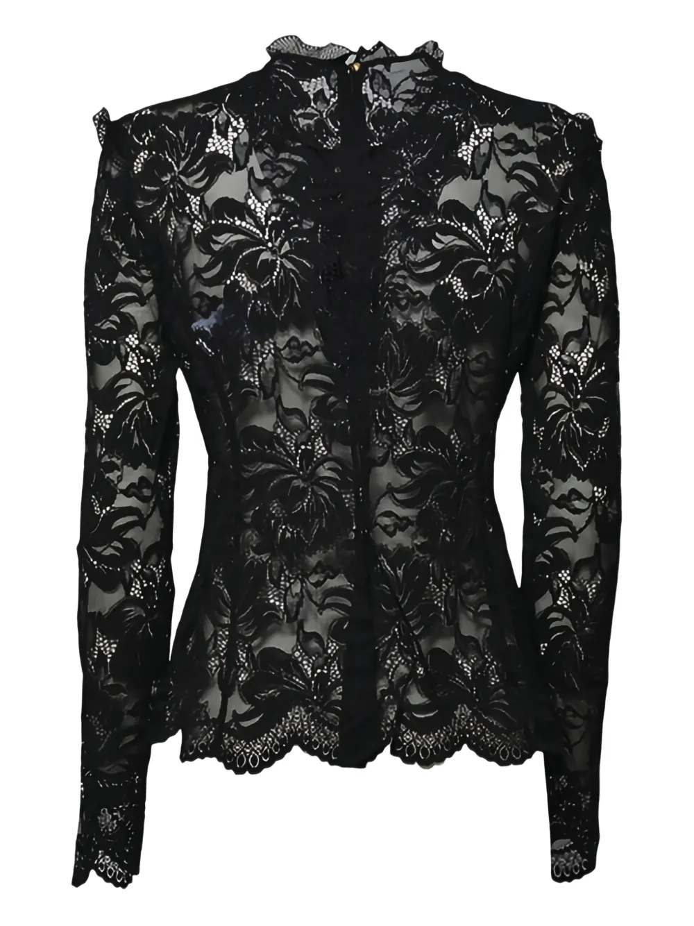 Rabanne floral lace high-neck top - Zwart
