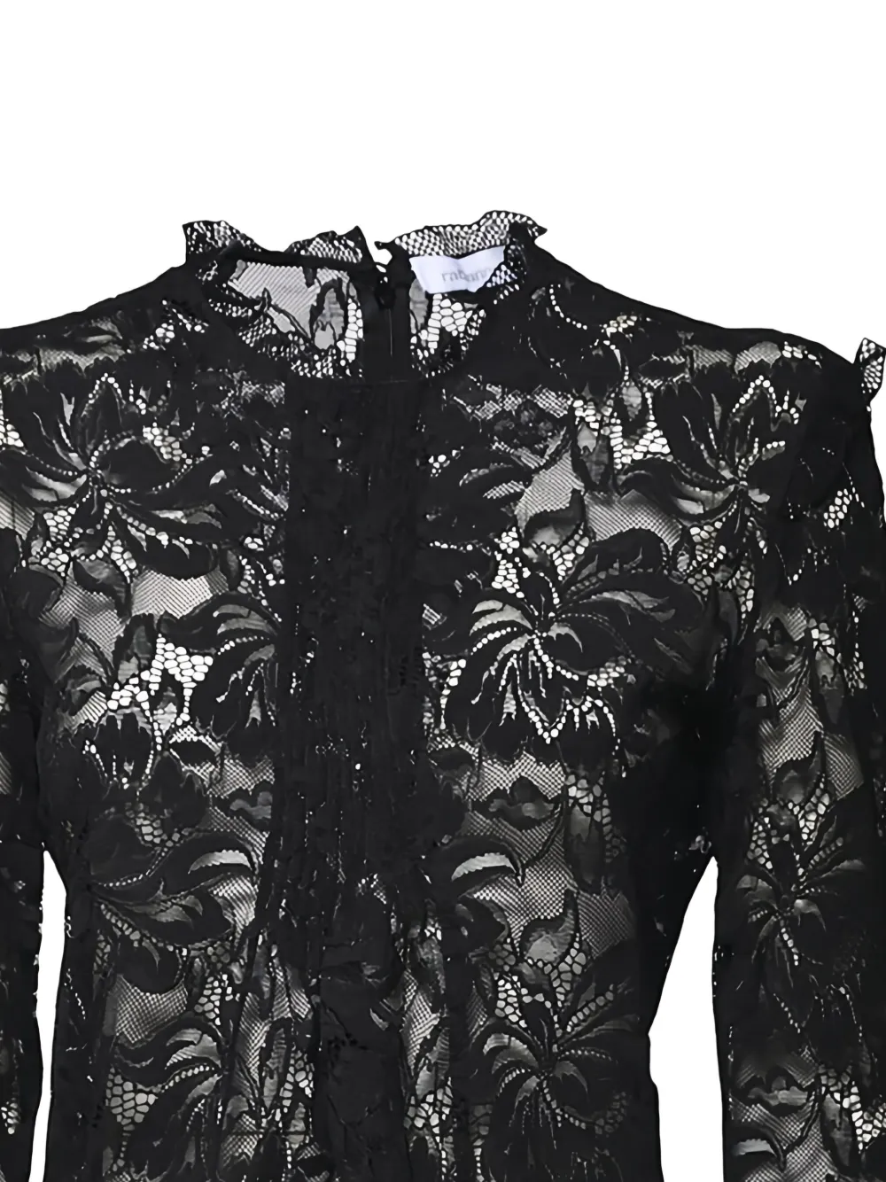 Rabanne Floral Lace High-neck Top In Black