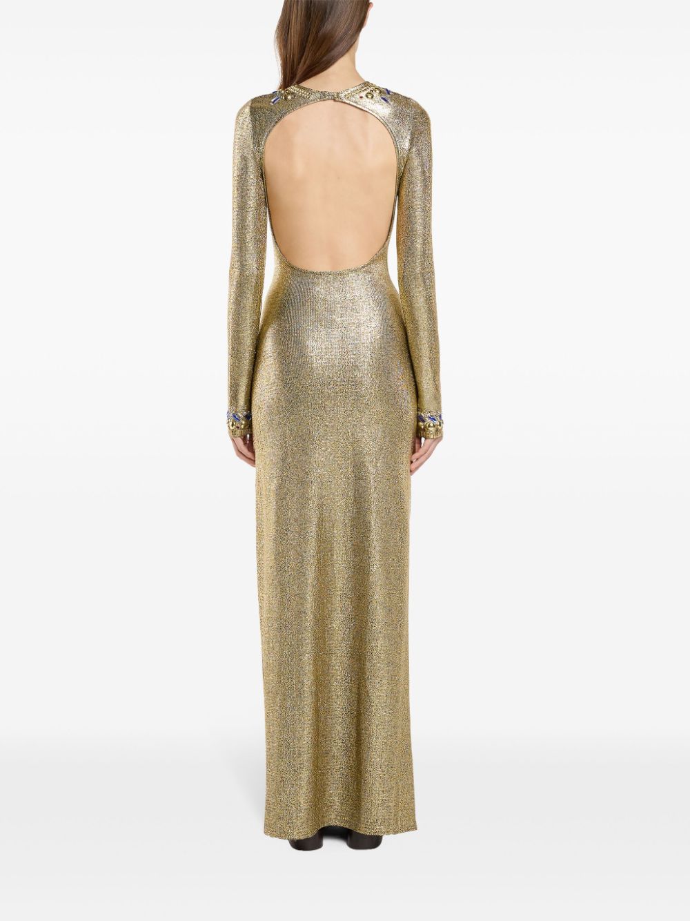 Shop Rabanne Temporary Crystal-embellished Maxi Dress In Gold