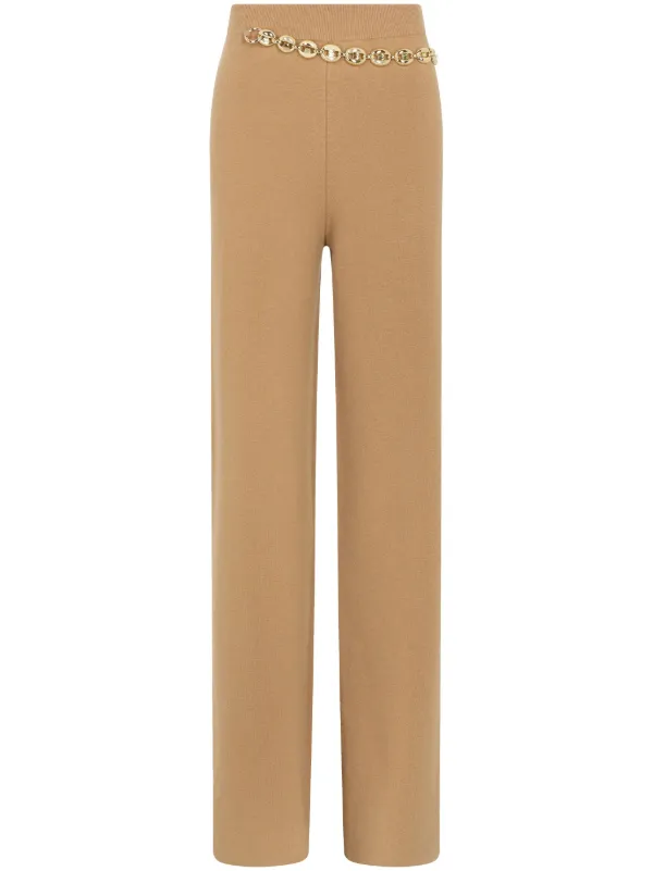 Rabanne Belted Knit Trousers in Neutrals
