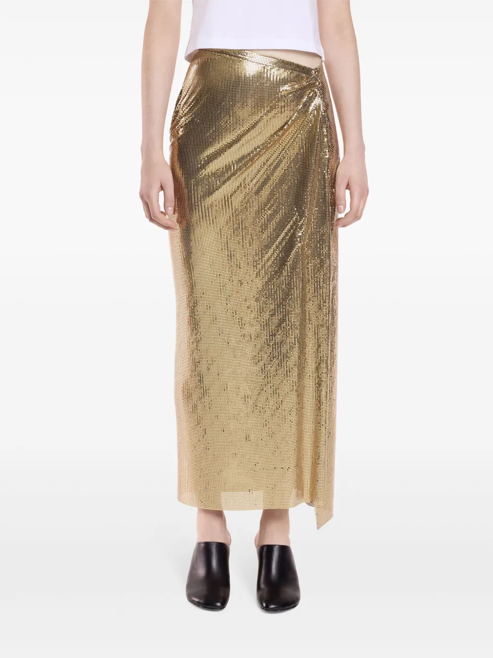 Rabanne Rok met gesmockt detail Goud