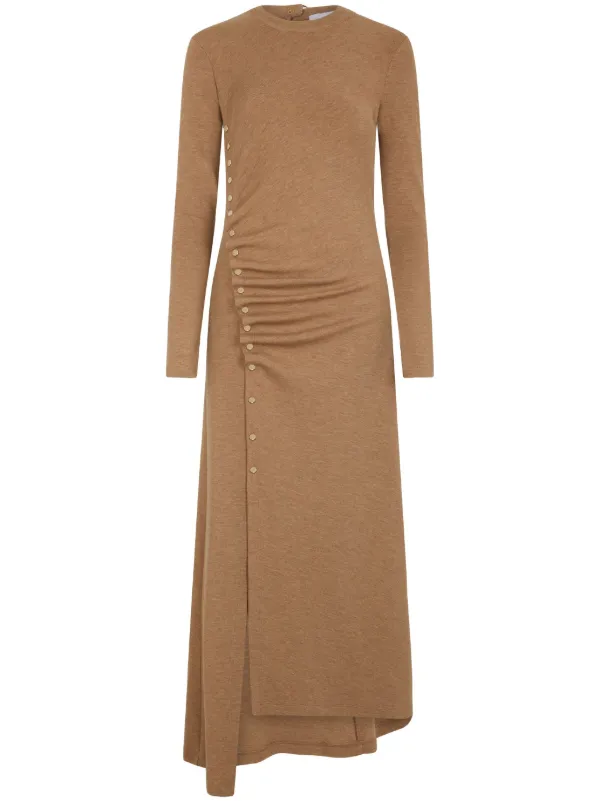 asymmetric cutout midi dress ASYMMETRICAL WRAP LONG DRESS in cherry red – Marcia Wear main image 0