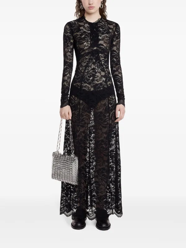 Rabanne Lace Evening Dress Black FARFETCH NZ