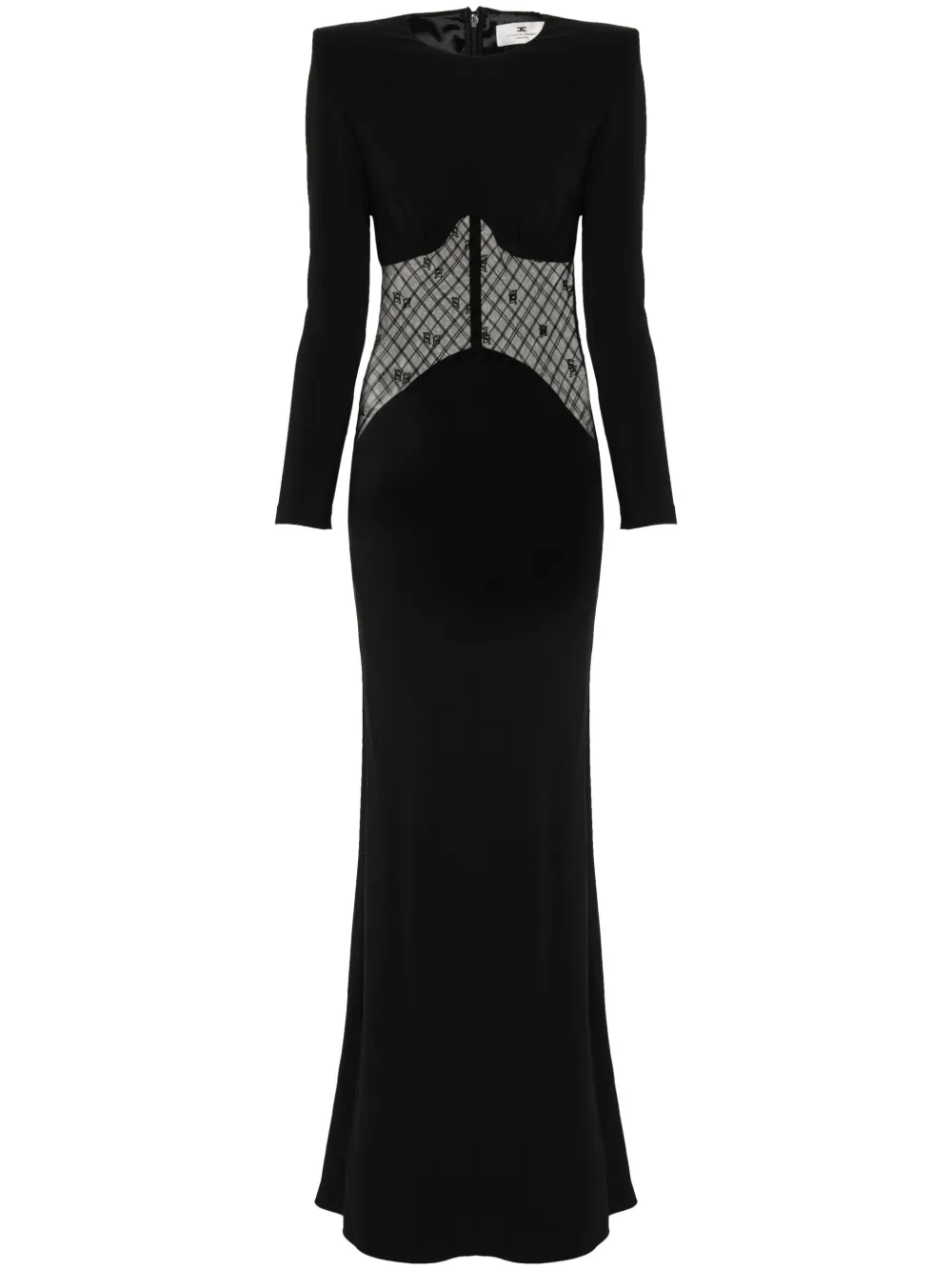 Elisabetta Franchi Gesmockte tulen maxi-jurk Zwart